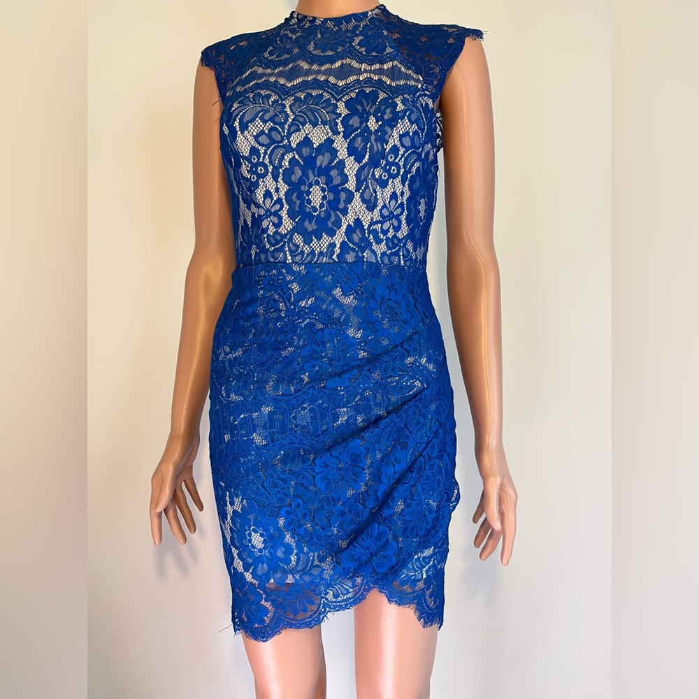 Shareen Evening Wear • Blue Lace Dress • Excellent Condition